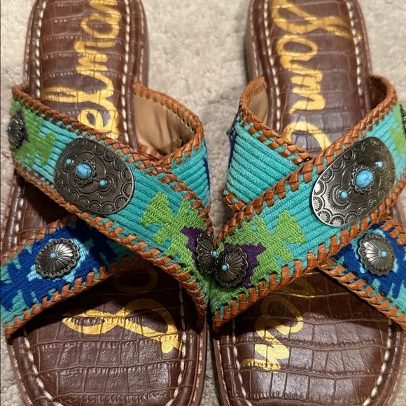 Sam Edelman Brown and Teal Sandals - Picture 2 of 4
